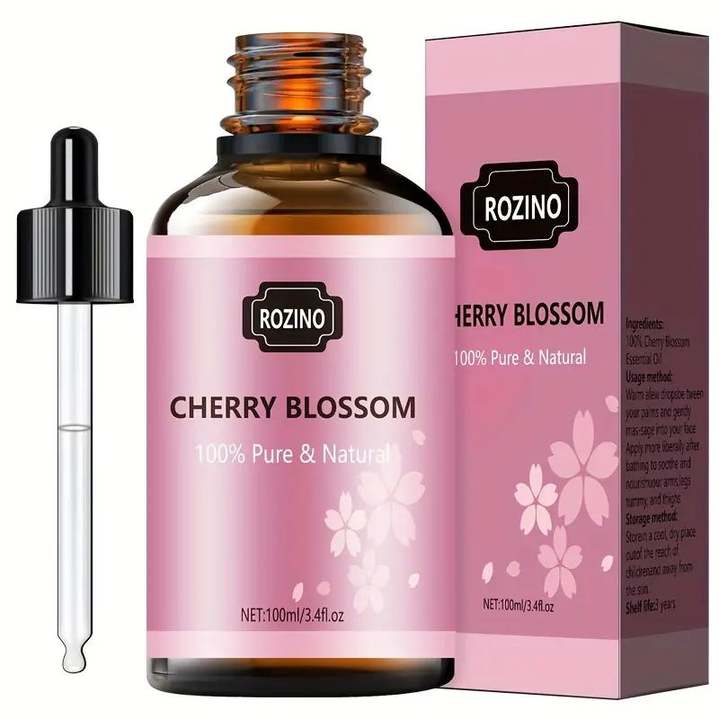 100ml 100% Pure Cherry Blossom Essential Oil for Massage, Shower, Skin Care, Facial, Body, Nail, Hair, Eyelash Care Comfort Cosmetic