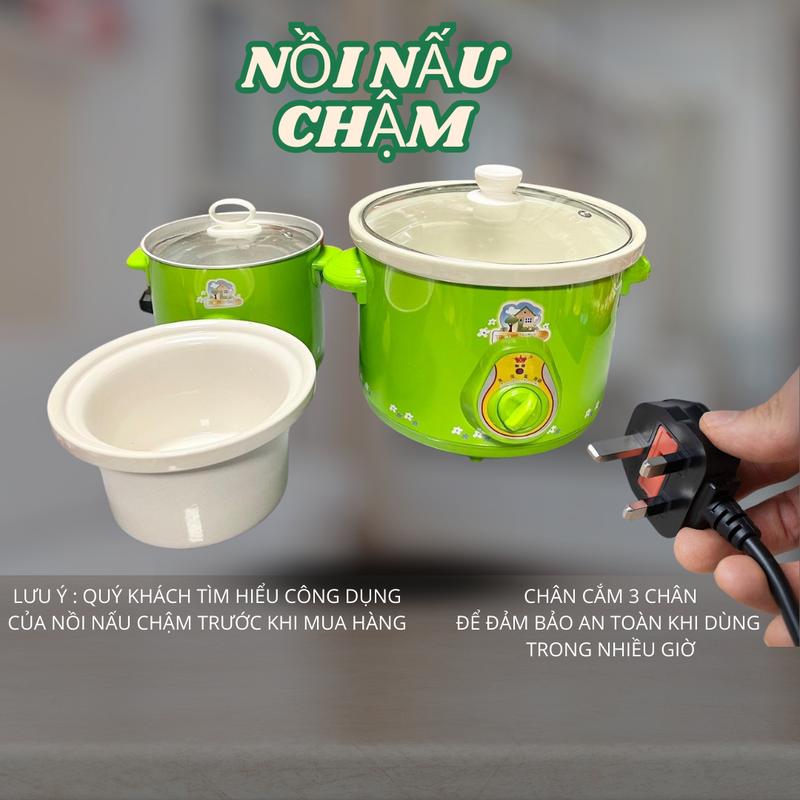 Nồi điện Nấu cháo chậm cho bé Kho cá Hầm canh Yibao Thố nấu bằng sứ Thiết kế dễ làm sạch ,Chân cắm điện 3 chân để đảm bảo an toàn.