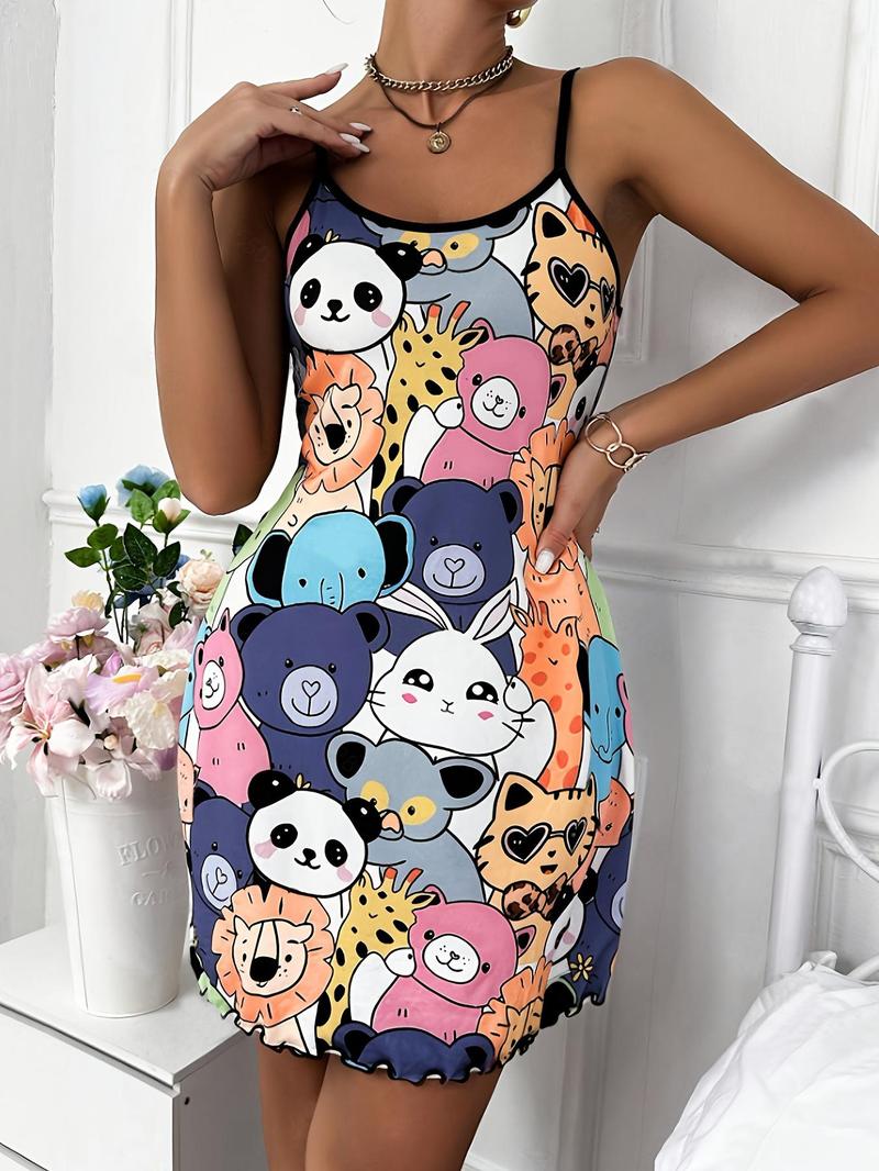 Product Introduction of Women's Cami Nightdress, Casual Soft Comfortable Spaghetti Strap Nightgown for All Seasons, Fashion Ladies' Sleepwear for Daily Wear 5
