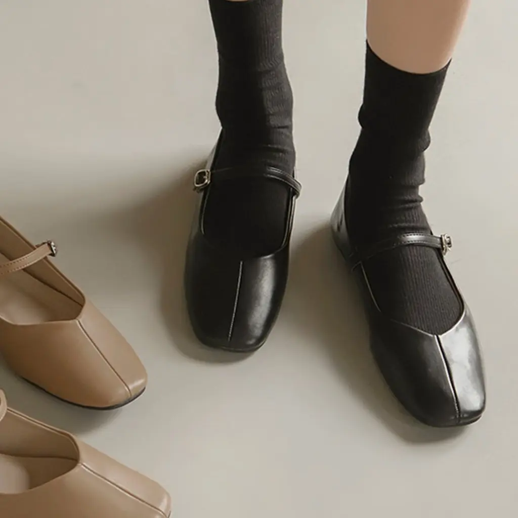 SAPPUN MELLIJI MARYJANE FLATS (1CM) IN BLACK
