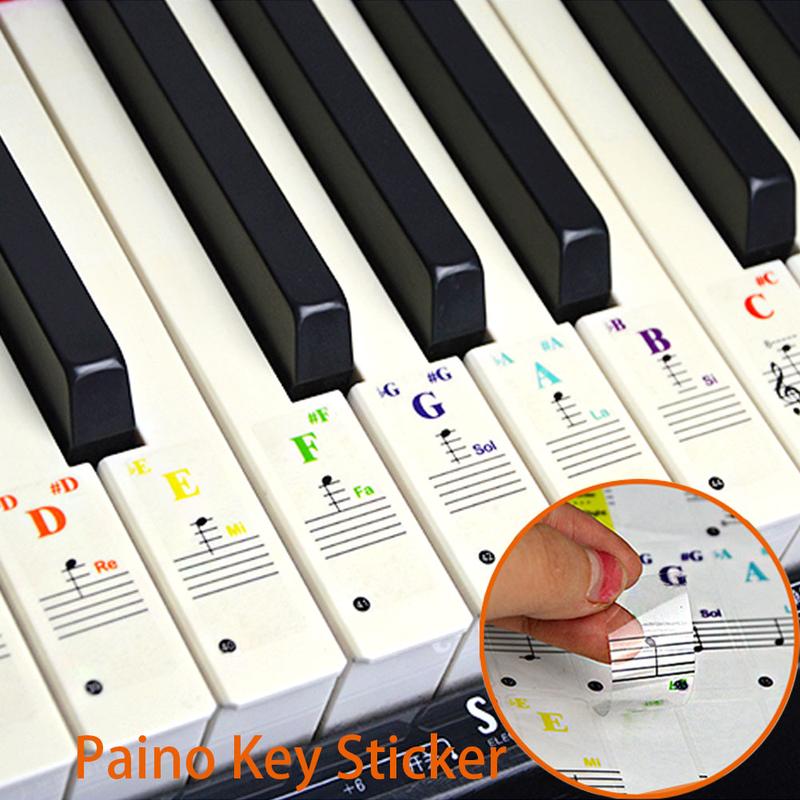 Hình dán cho đàn Piano, 88 / 61 Phím, trong suốt, có thể tháo rời, hình dán âm nhạc, nhãn dán Ghi chú và Ghi chú, thích hợp cho đàn Piano cuộn tay và đàn Piano Điện