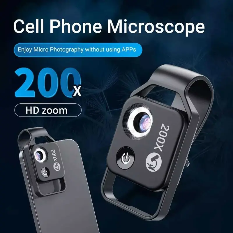 Lensa Makro 200X Fotografi Profesional Telepon Lensa Kamera lampu led Lens 1