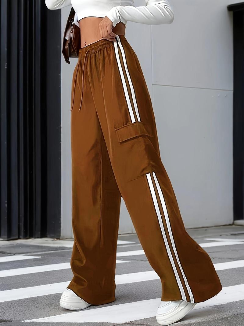 Product Introduction of Women's Pocket Design Cargo Pants, Casual Street Straight Leg Trousers for Daily Wear, Ladies Bottoms for All Seasons 6