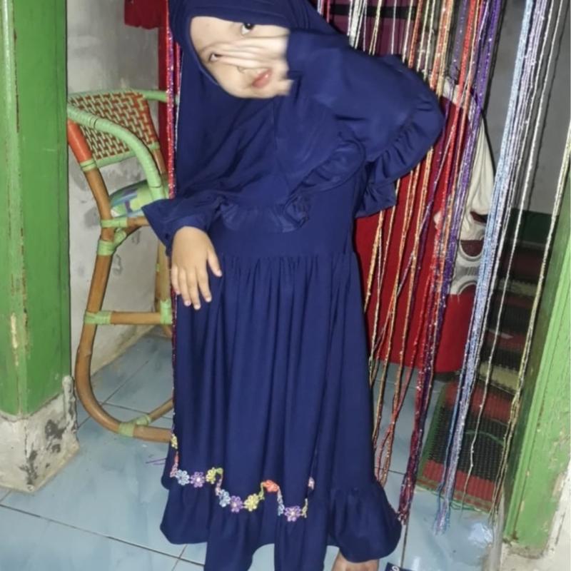 gamis anak  set hijab usia 1-8tahun Navy Muslim 1