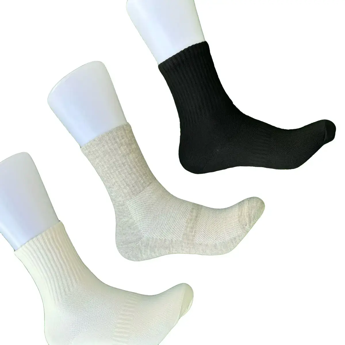Tất trơn cổ cao 18cm tất dệt kim bền đẹp Đen Kem