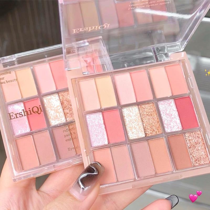 18 Color Eyeshadow Palette Glitter Pearly Eyeshadow Palette Long Lasting Korean Charming Eye MakeUp Palette Cosmetics for Women Powder Silky Cocoa 1