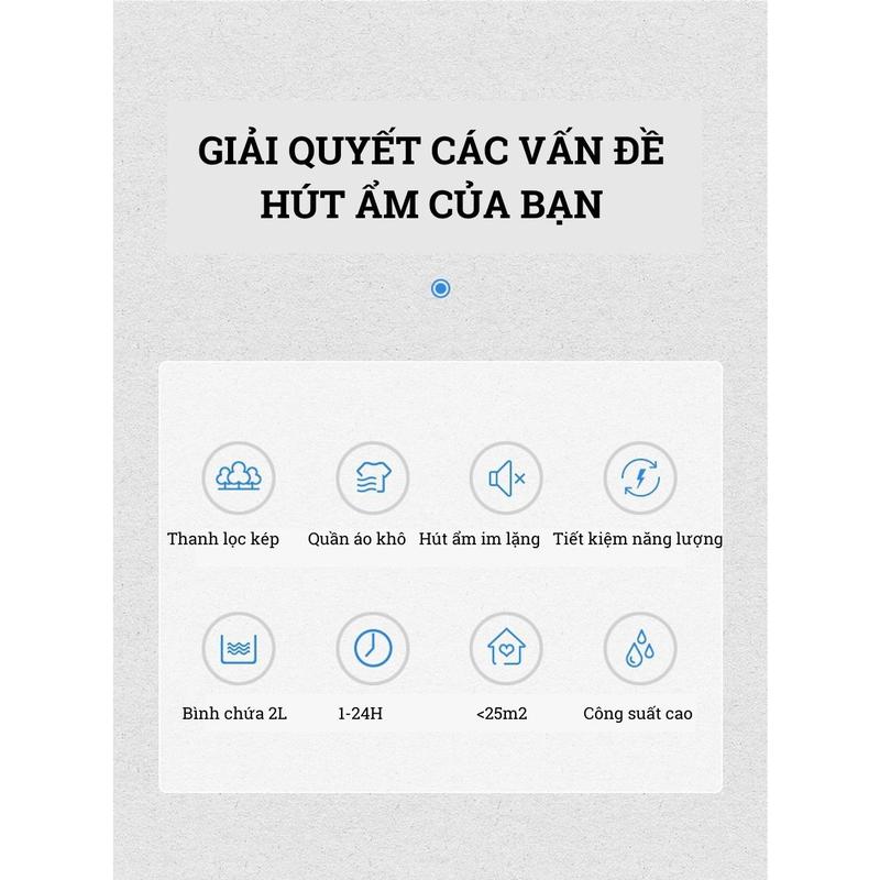 Máy hút ẩm gia đình, phòng ngủ mini SAST CG-982 - Bảo hành 3 tháng - Máy hút ẩm không khí chống nồm, ẩm mốc thông minh, độ ồn thấp, dung tích chứa 2l, tiết kiệm năng lượng 5