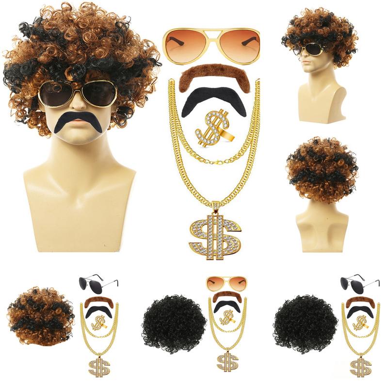 [TU]Wig Dress Up Set Necklace Ring Sunglasses Fake Moustache - TikTok ...