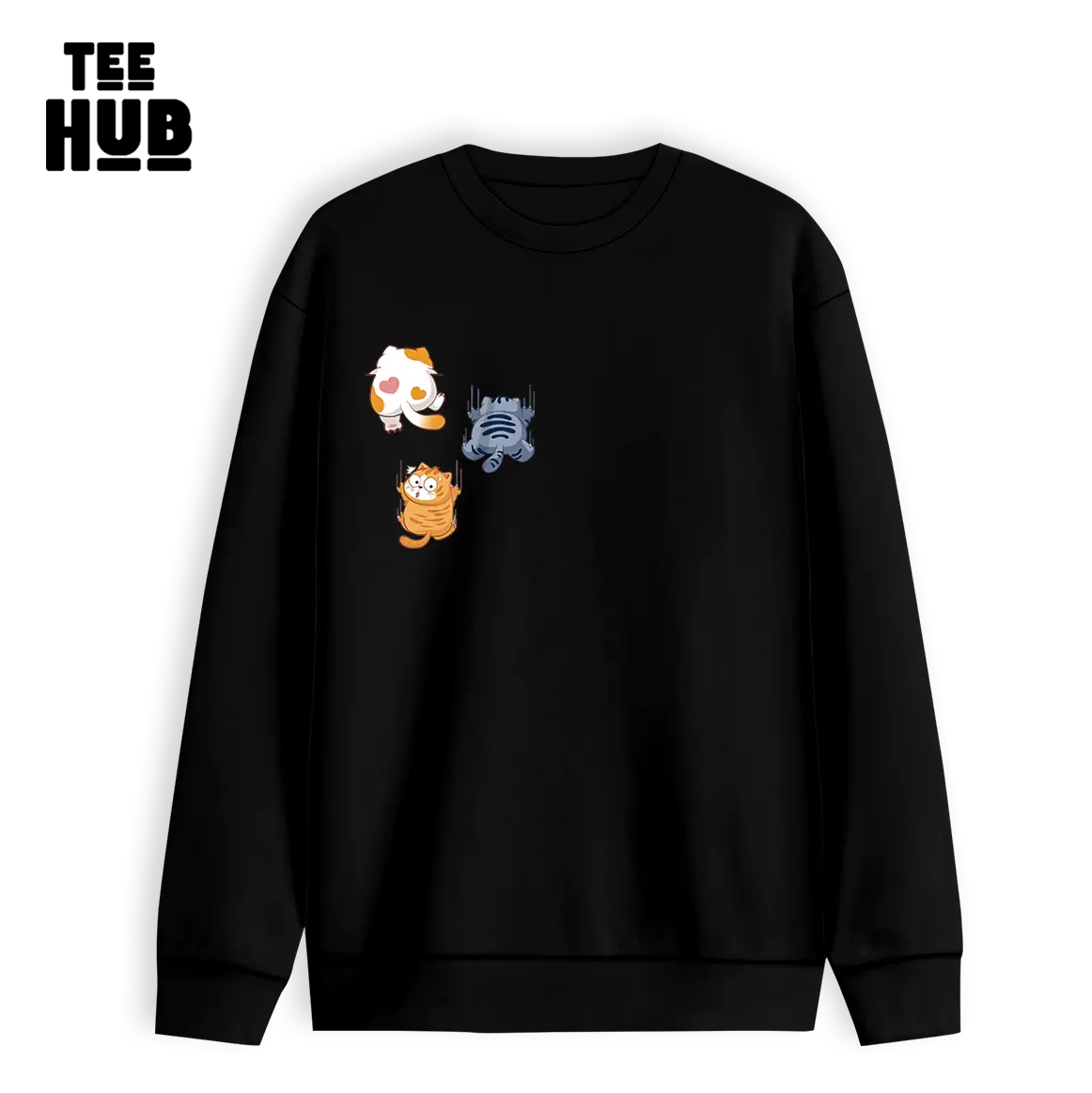 Áo dài tay Nỉ Bông Unisex TEEHUB Cat03 Sweater Ulzzang nam nữ form rộng oversized