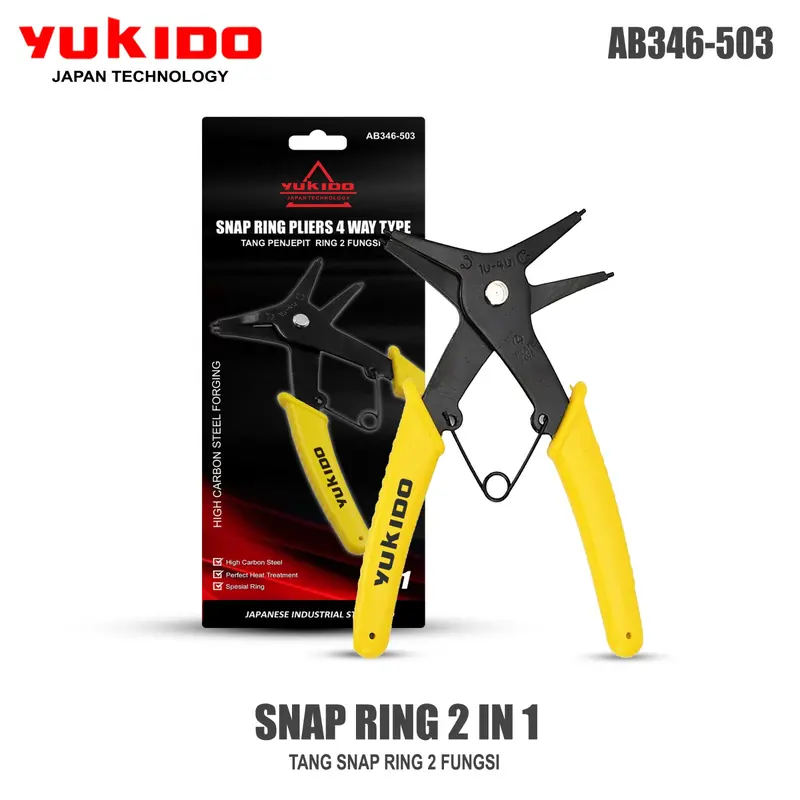 YUKIDO Tang Snap Ring Circlip 2-In-1 Lurus Buka Tutup 10 - 40 mm 2 Fungsi 0