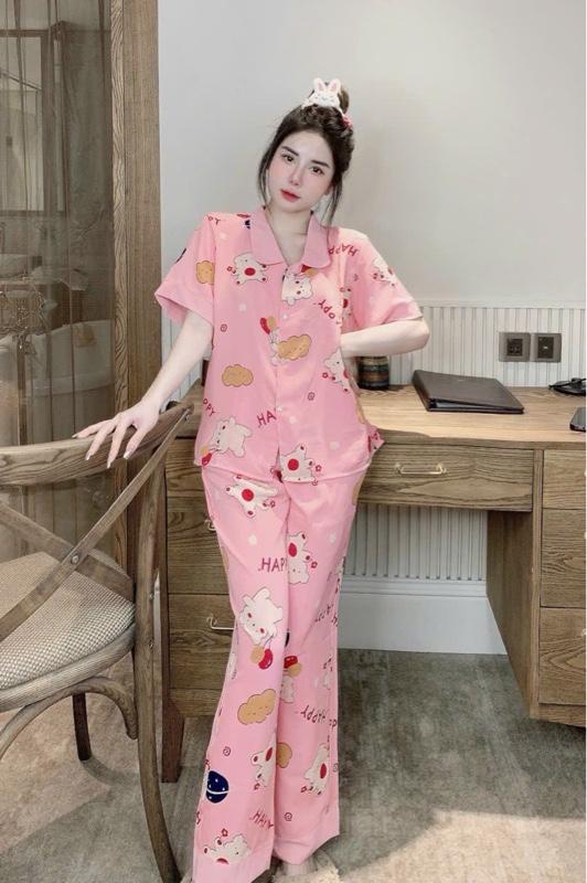 Product Introduction of [MUA 3 GIÁ TỐT] Bộ Đồ Ngủ Pyjama Nữ Áo Cộc Quần Dài – Thiết Kế Phối Viền Xinh Xắn, Họa Tiết Cute, Form Rộng Thoáng Mát (Size M, L 35-57kg) - Phụ Hợp Mặc Ở Nhà hay Đi Chơi 27