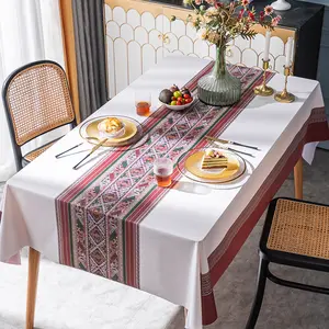 [BISA COD] Taplak Alas Meja Makan Panjang Premium Waterproof Anti Air Model Bohemian 140 x 200cm PVC Table Cloth