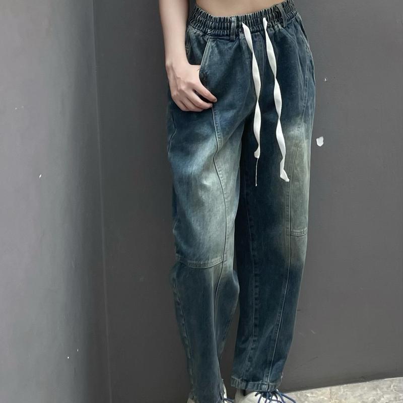 [M531] Quần baggy Jean thụng chín tấc  Nữ lưng chun Women Pants 4