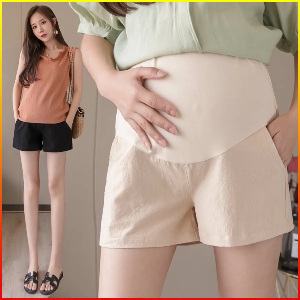 Quần Bầu Sooc Đũi Siêu Mịn Mát Chất Liệu Đũi Lụa Thai kỳ Thoải mái