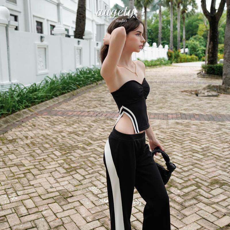Product Introduction of Áo Ống Croptop Nữ Xẻ Tà Xếp Ly Ngực, AUGETY Mayson Tube Top 10