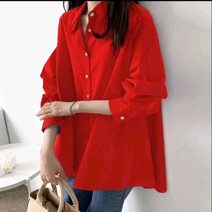 ATASAN BLOUSE KEMEJA REMAJA DEWASA MURAH KEMEJA WANITA MERAH CABE JUMBO DR SIZE M/L/XL/XXL