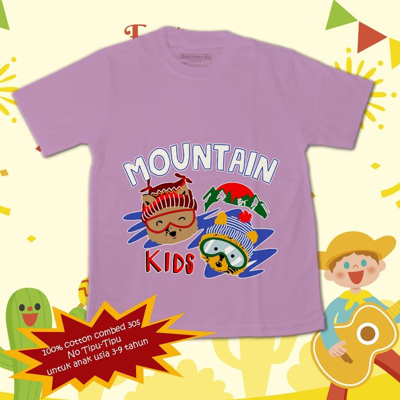 Kaos anak bahan premium cotton combed 30s, untuk usia 3-9 tahun, motif beruang 6