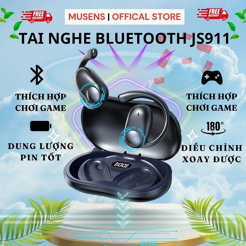 Tai nghe thể thao Musens JS911 Bluetooth 5.4 thiết kế xoay 180 độ,bảo vệ thính giác, âm thanh vòm sống động, kháng lực, chống mồ hôi, Nghe Nhạc tai nghe pin 10 tiếng.  Earphone