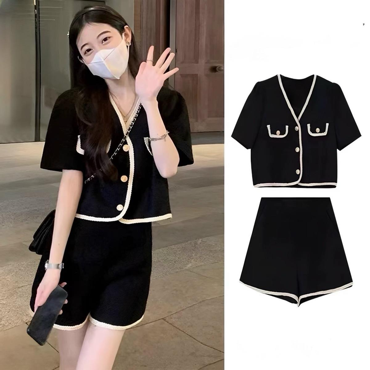 Thời Trang Bigsize Set Quần Áo Dự Tiệc Vải Cotton Lạnh 50 - 100Kg Dễ Thương Top Nữ Women Đen - A.1114