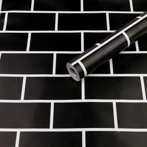 wallpaper dinding 1 meter x 45cm motif bata hitam walpapaper dinding aesthetic stiker kamar tidur cowok best sellerrr