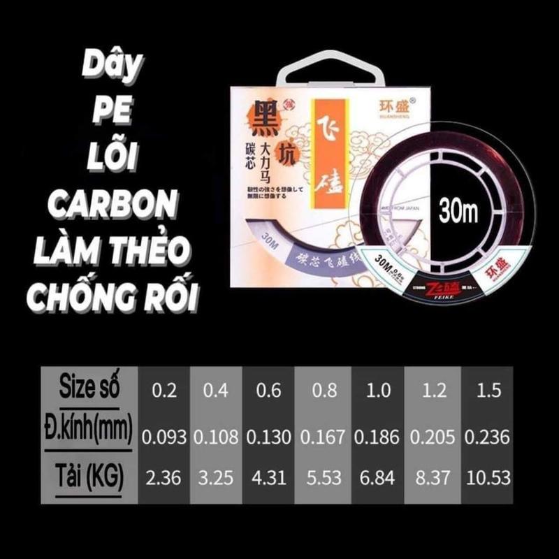 Dây dù PE lõi carbon chuyên làm thẻo dây câu cá PE 30m Đi Câu Fishing Bắt Cá Fish