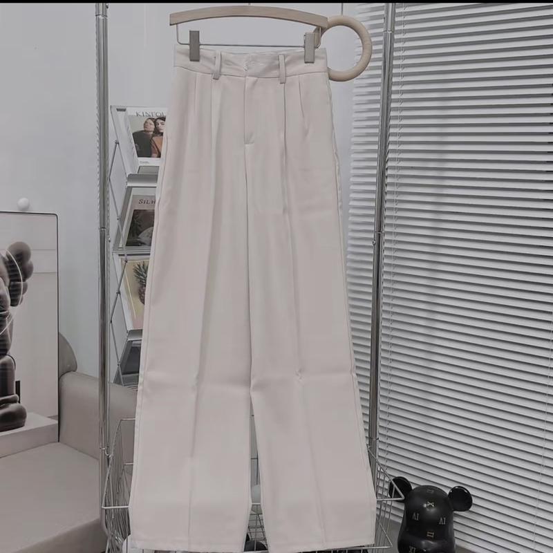 QUẦN ỐNG  XUÔNG LƯNG CAO 1 CÚC VẢI GOLD MỀM MỊN Kem Nữ