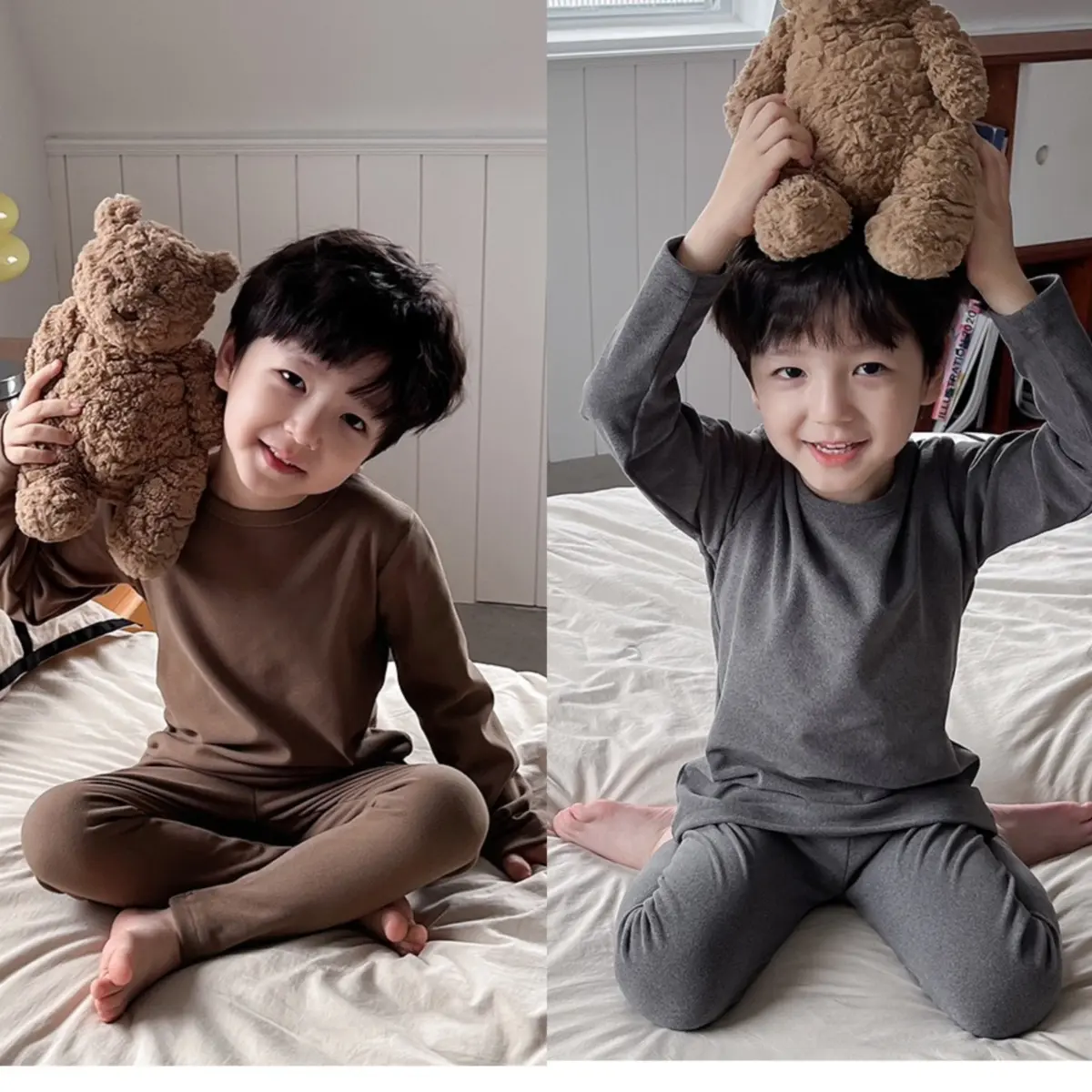 Bộ Quần Áo Cổ Tròn Chất Mềm Mịn Co Giãn Thoải Mái Cho Bé Trai Và Bé Gái