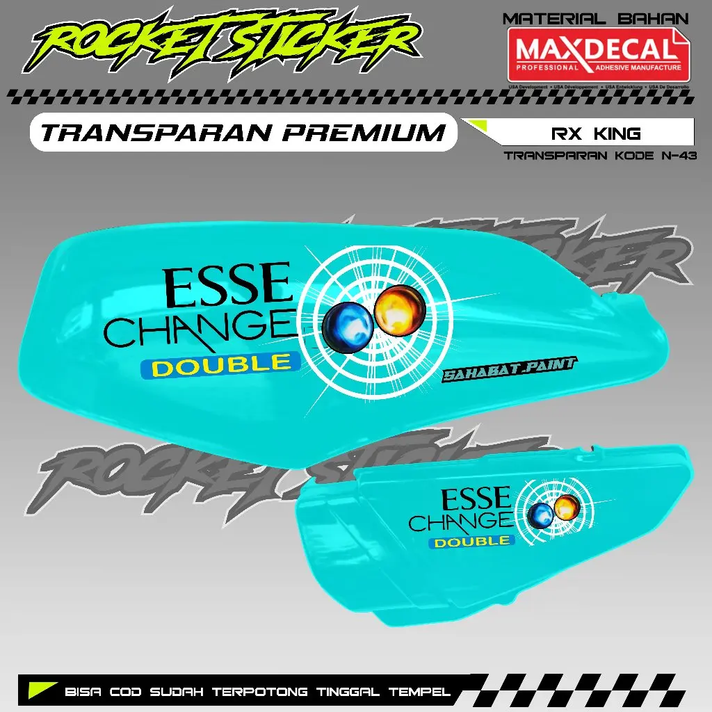 Striping RX KING Variasi ESSE Stiker RX KING UV TRANSPARAN KODE N-43 BAHAN MAXDECAL PREMIUM Motorcycle