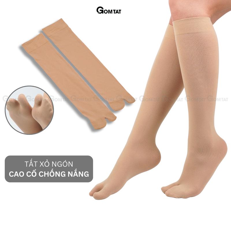 Tất xỏ ngón nữ G.V.G cổ cao chống nắng, vớ cổ cao da chân vải cotton dày dặn chất liệu thoáng khí hút ẩm khử mùi, Women, Voi - LISU-TATNGON-GVGCAO
