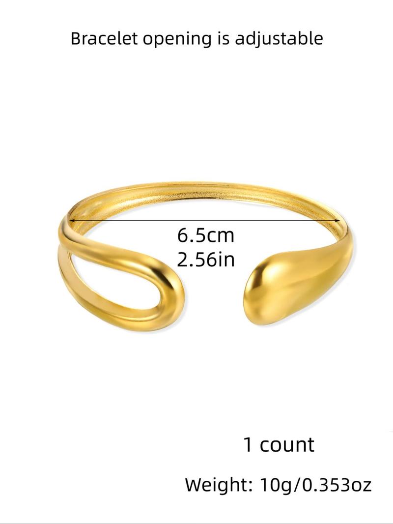 Product Introduction of Vintage Hollow Out Design Stainless Steel Cuff Bangle, Fashion Accessories for Women & Girls, Trendy All-match & Exquisite Matching Bracelet for Birthday Gift 1