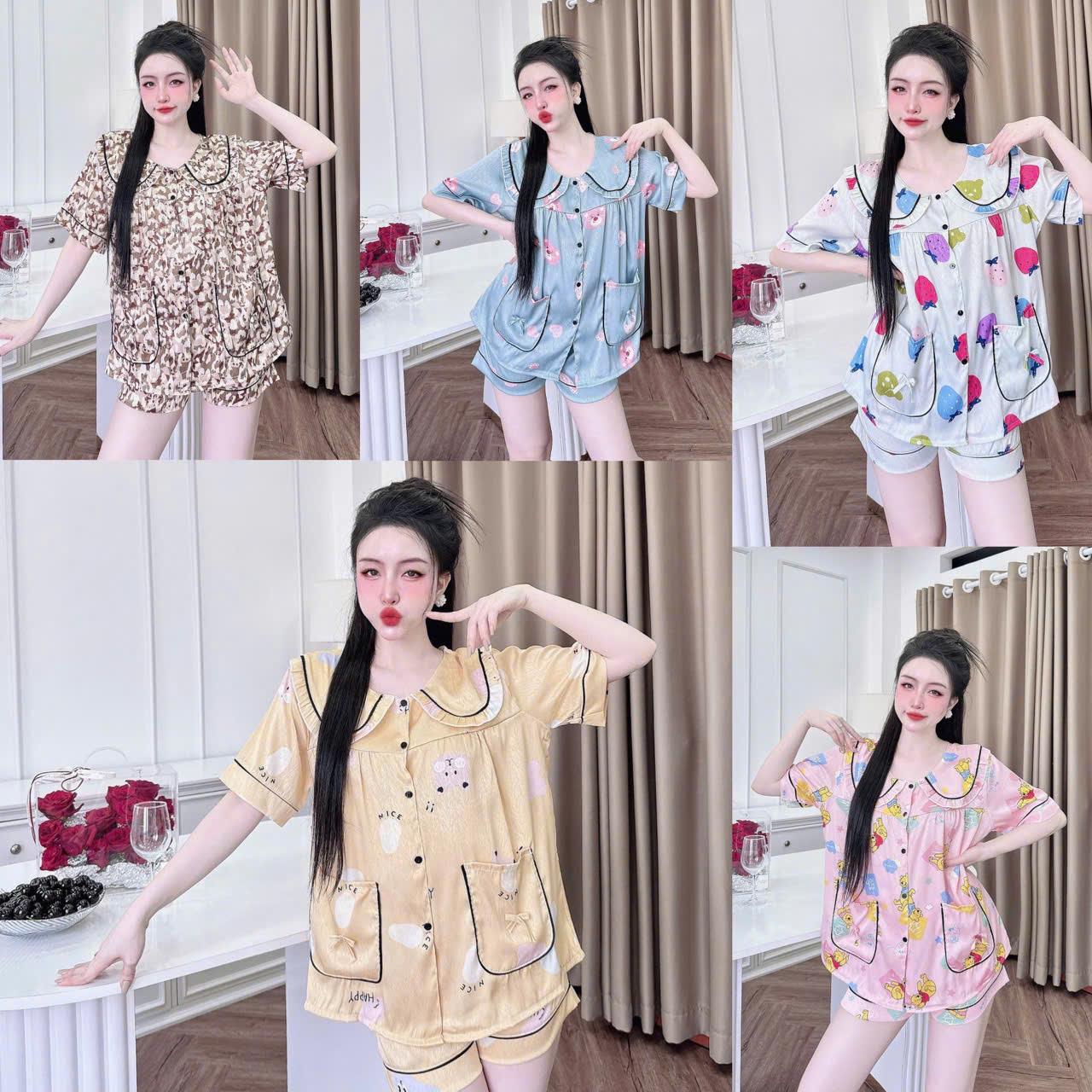 Đồ Bộ - Đồ Ngủ Quần Áo Đùi Pijama Bigsize 50-100kg Vải Lụa Nhật Bộ Ngủ Nữ Nhung Lịch Women Quần Ngủ - A.5032