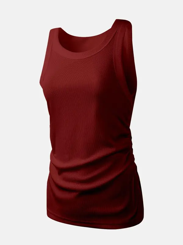 Women's Solid Ribbed Sports Tank Top, Casual Breathable Quick Drying Sleeveless Sports Top for Summer, Ladies Sportswear for Indoor Outdoor Wear 7