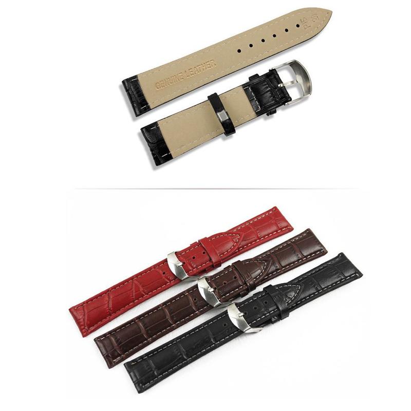 16mm 20mm 22mm Soft Steel Buckle  Leather Sweatband Watch Band Strap Wrist Watchband Sports Belt 2
