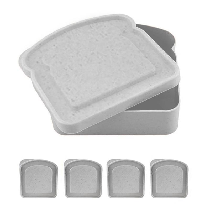 Portable Sandwich Box, 1 Count Bamboo Fiber Bread Storage Box, Food Storage Container For Home Kitchen, Spring Festival Supply for Home & Holiday, Kitchen Accessories 3