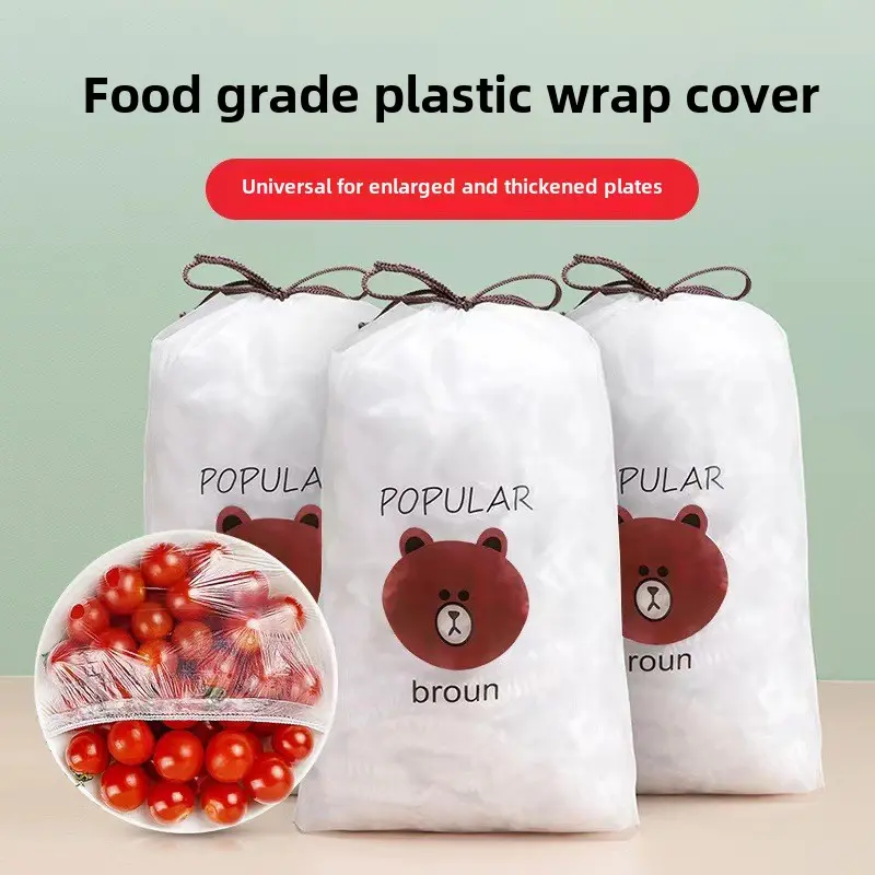 Bear plastic wrap cover wholesale disposable cover leftovers elastic mouth food grade plastic wrap cover fruit preservation