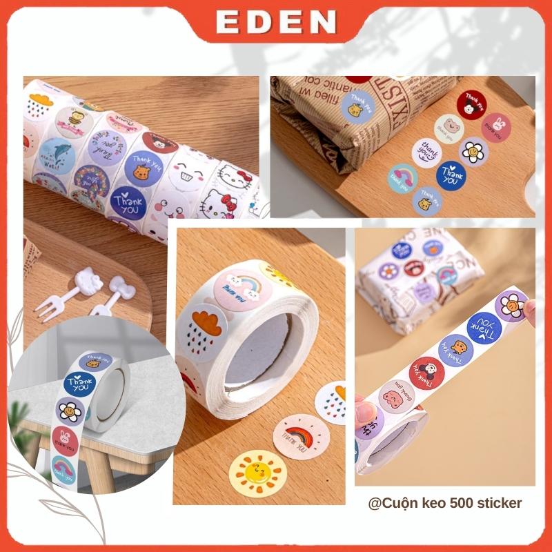 Cuộn 500 sticker khen thưởng nhiều mẫu mã cute lựa chọn hoạt hình ngộ nghĩnh tem dán sticker thank you gói hàng