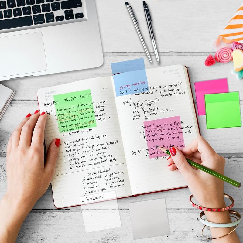 Clear Sticky Note (6pcs), Minimalist Easy To Post Sticky Note For Office, Transparent Sticky Note, 3x3 In Translucent Sticky Note, Waterproof Self-Adhesive Sticker For Home School Office 1