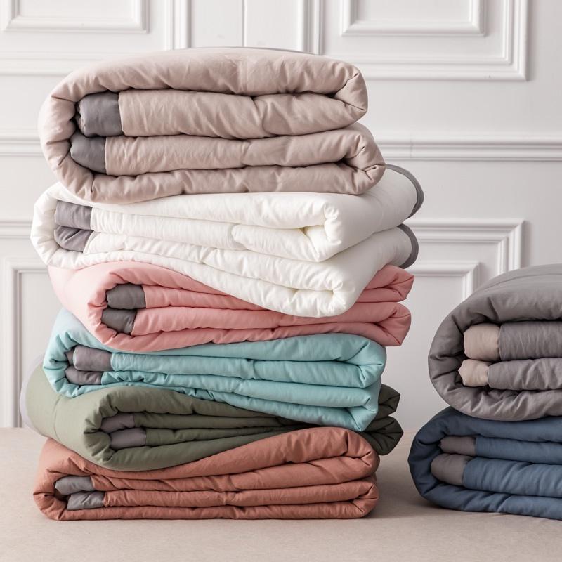 Soft Blanket Japanese Minimalist Style Super Soft Comforter Premium Cotton Quilt Single Queen King Size Air Conditioning Quilt Plain Summer Blanket 0