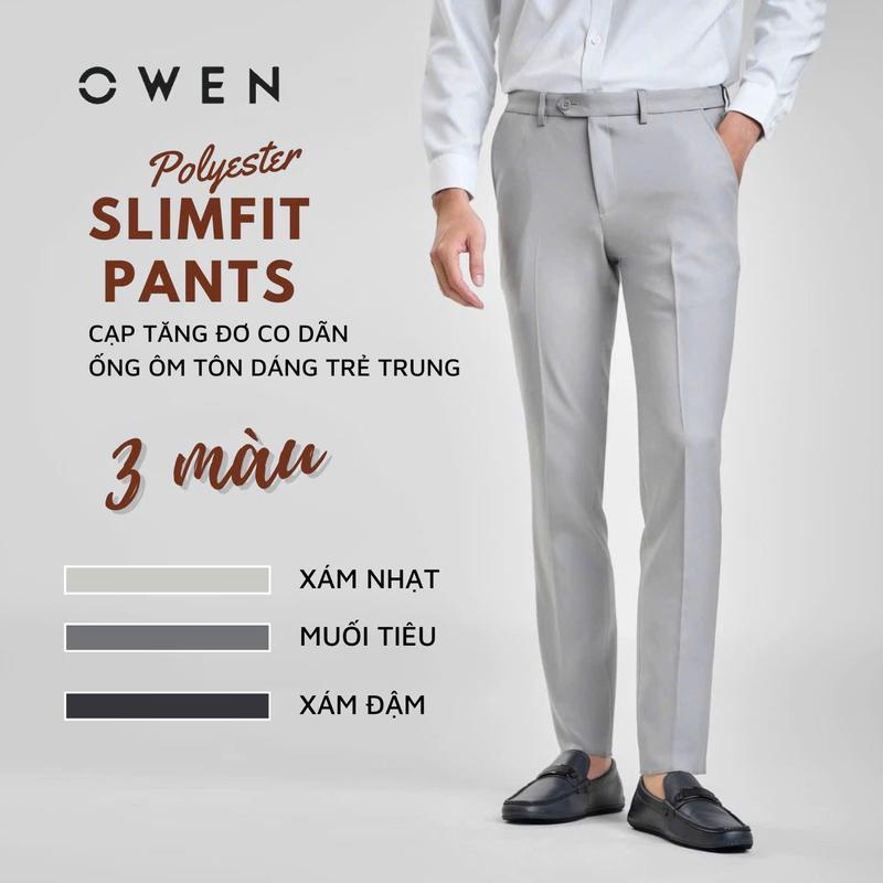 OWEN - Quần âu nam màu XÁM 3 MÀU dáng SLIMFIT DÁNG ÔM có cạp tăng đơ co dãn Menswear Pants