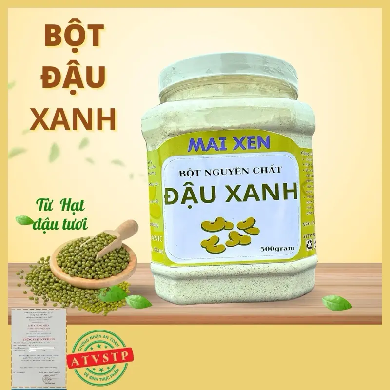 1kg ( 2 hộp) BỘT ĐẬU XANH RANG XAY NGUYÊN CHẤT