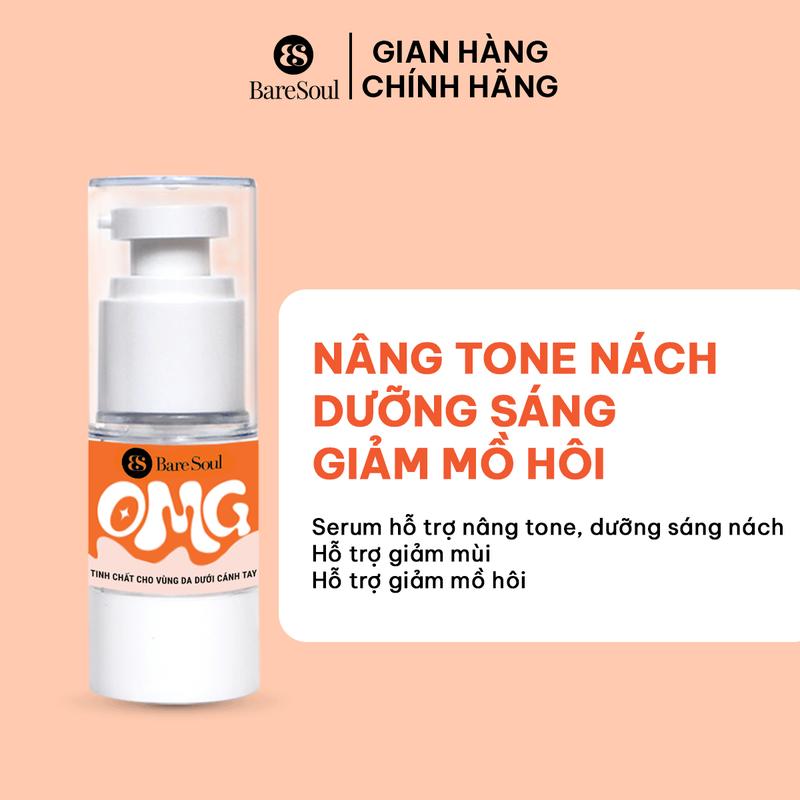 [MÀU CAM] Serum cho nách hỗ trợ che khuyết điểm, hỗ trợ giảm thâm nách & hỗ trợ làm sáng nách BareSoul OMG Underarm Serum 20G 0