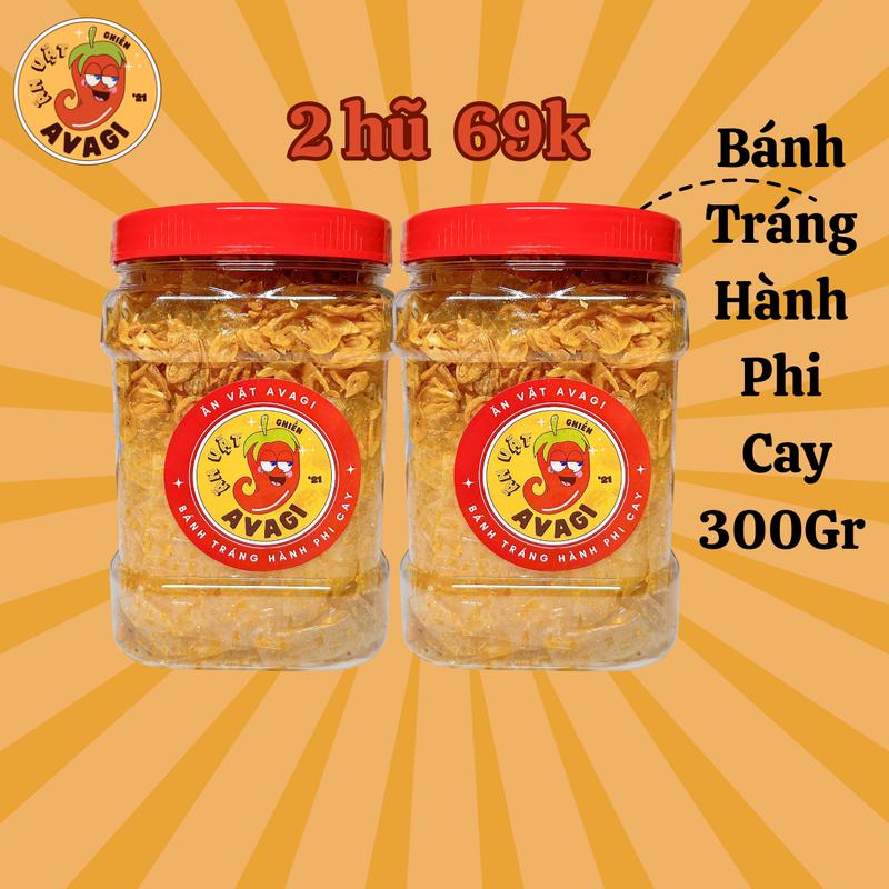 (69k) COMBO 2 Hũ Bánh Tráng TRỘN HÀNH PHI 600Gr, Ăn Vặt AVAGI - Snack Thức Ăn