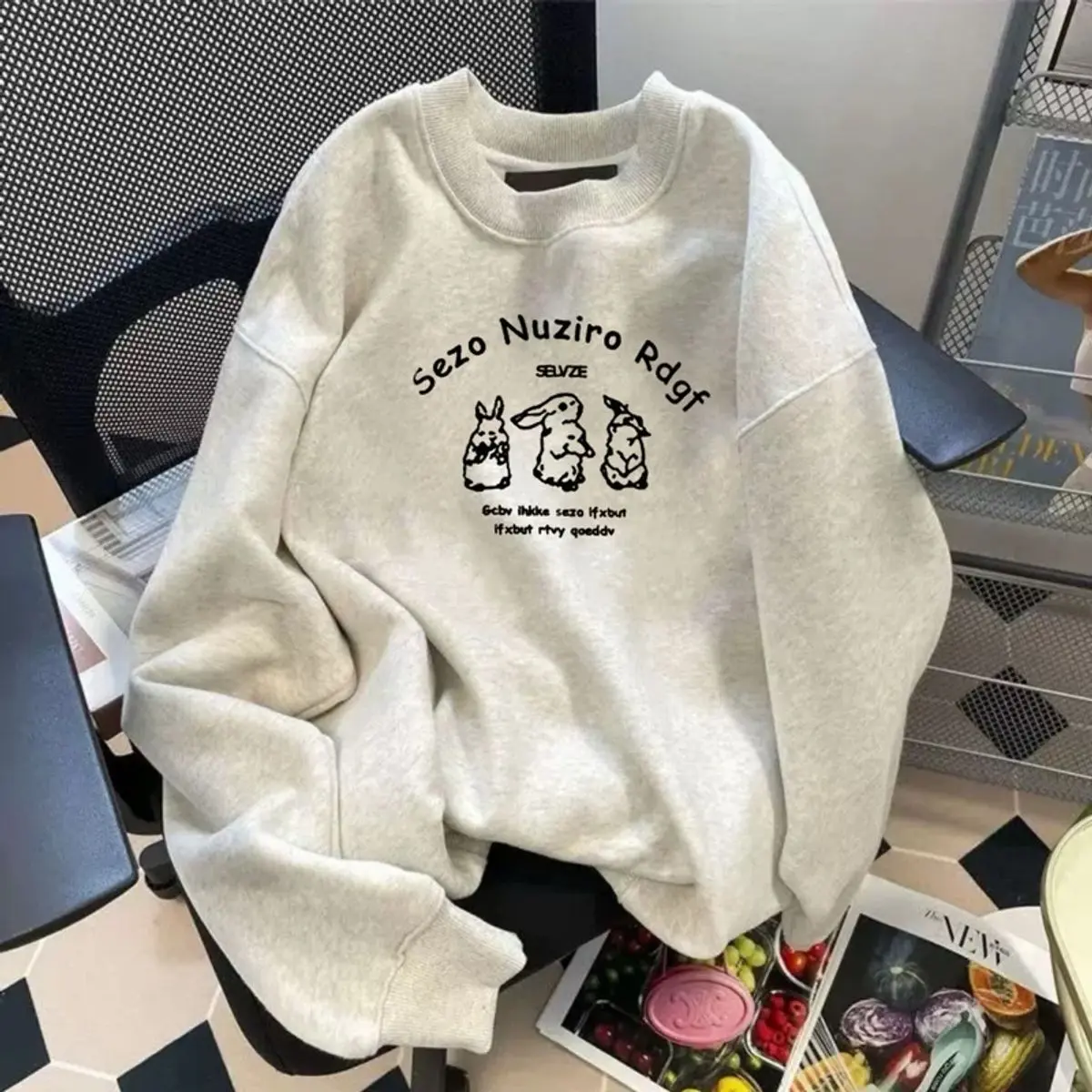 Áo sweater nỉ nam nữ áo hoodie from rộng Unisex chất nỉ bônh dày đẹp in hình thỏ