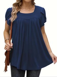 【Plus Size】 Solid Color Short Sleeve Tee, Casual T-shirt for Summer, Women's Plus Clothing for Daily Wear