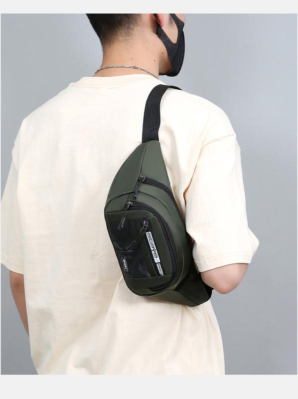 Product Introduction of Solid Color Men Chest Bag Outdoor Sports Waist Pack For Boys Multi Layered Design Crossbody Bags 8