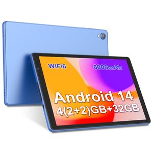 10インチAndroid 14タブレットPC、クアッドコアプロセッサー、4GB RAMと32GBストレージ、デュアルカメラ、Wi‑Fi接続、エンターテインメントや仕事に最適、ギフト向けで最高です