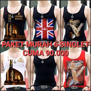 PAKET MURAH 6 SINGLET G LOKAL HITAM / GENIUS SHOP/kaos dalam terbaru singlet Pria /brkualitas harga murah/bisa cod/kaos LOKAL singlet Hitam Santai Motif