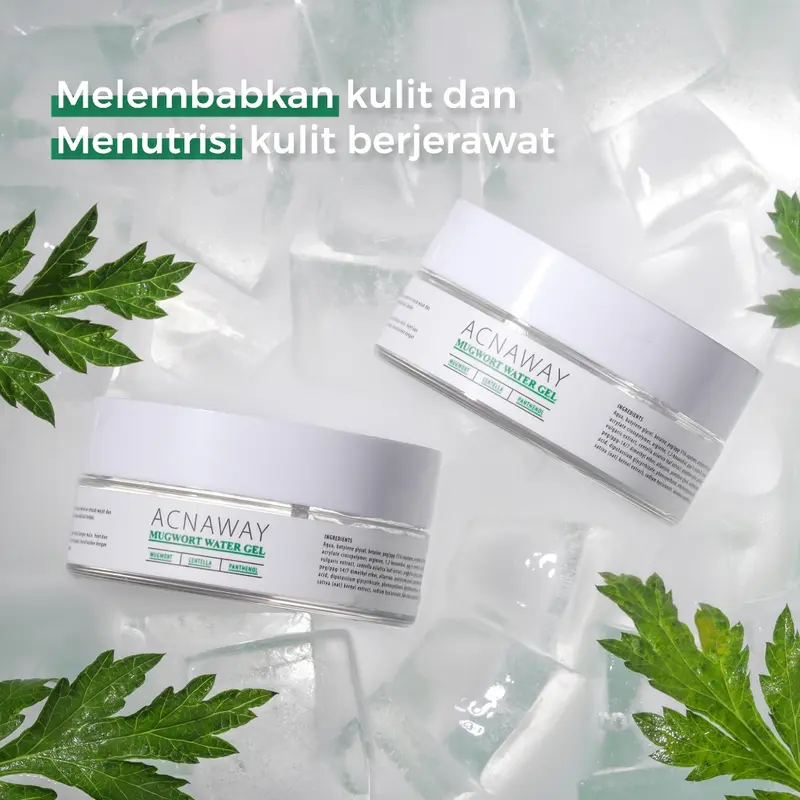 ACNAWAY Bundle 2 Pcs  Mugwort Water Gel Moisturizer –  Pelembab Ringan untuk Kulit Sensitif & Acne-Prone Cooling & Hydrating with Mugwort + Centella + Panthenol 2