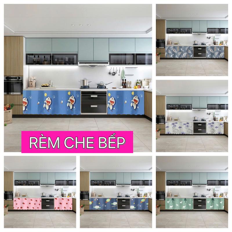 Rèm che bếp dán kệ bếp tủ bếp mini phòng trọ KÈM GAI DÁN tiện dụng