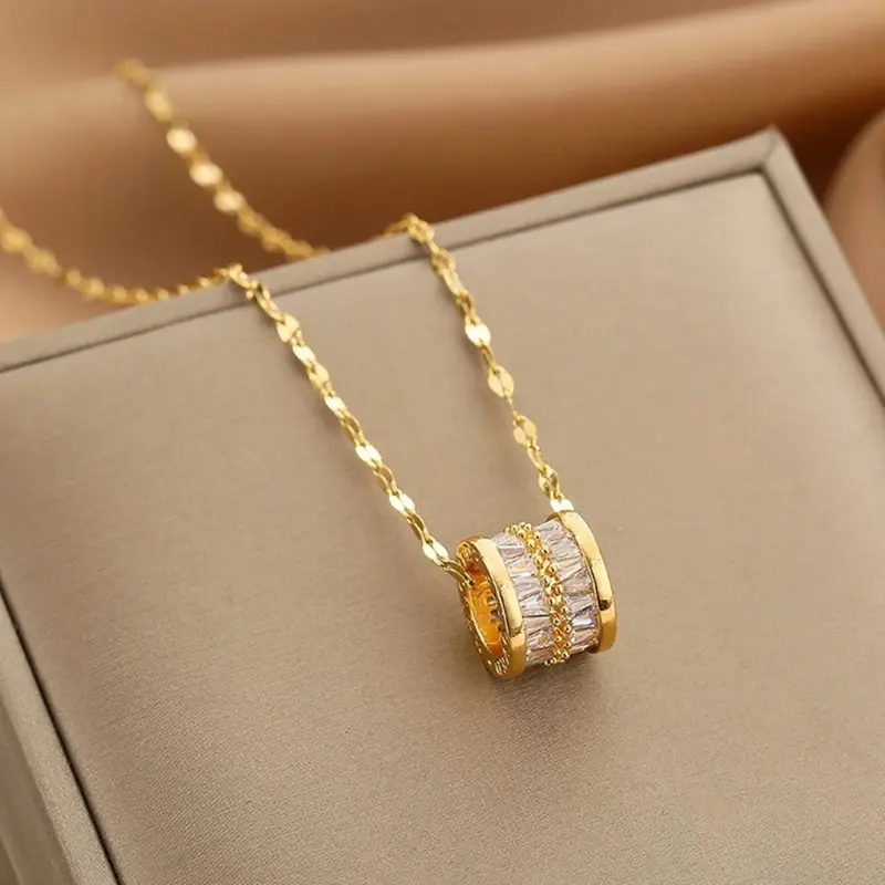 Small Waist, Necklace, Female, Lip Chain, Lucky, Ring, Necklace, Female, Titanium Steel Clavicle Chain Ins Pendant